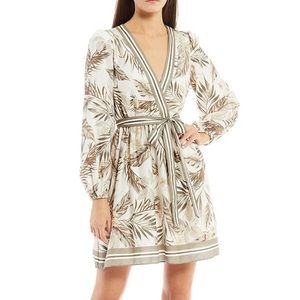 Antonio MelaniAmber Tropical Print Long Sleeve Surplice V-Neck Belted Wrap Dress